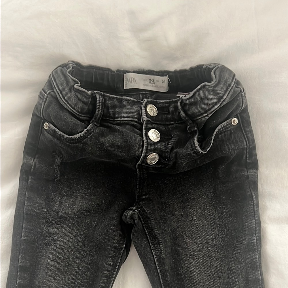 Zara Charcoal Buttoned Denim Pants